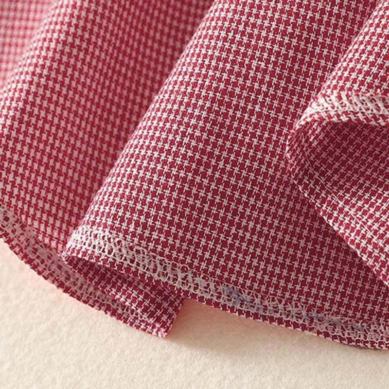 Koszula damska z długim rękawem z haftem w kratę z motywem kamieni Buddha Stones, ze stójką i guzikami - image 14