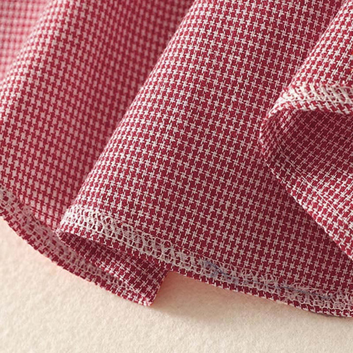 Koszula damska z długim rękawem z haftem w kratę z motywem kamieni Buddha Stones, ze stójką i guzikami - image 14