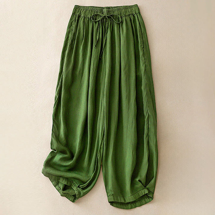 Damskie spodnie capri z kieszeniami i elastyczną talią "Buddha Stones" na lato - SeaGreen - US8-10，UK/AU12-14，EU40-42 (2XL) - image 27