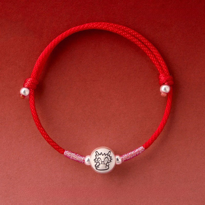 Bransoletka na szczęście z Buddha Stones, rokiem konia, wykonana ze srebra próby 999, z czerwonego sznurka - Dragon Red String (obwód nadgarstka: 14-18 cm) - image 25