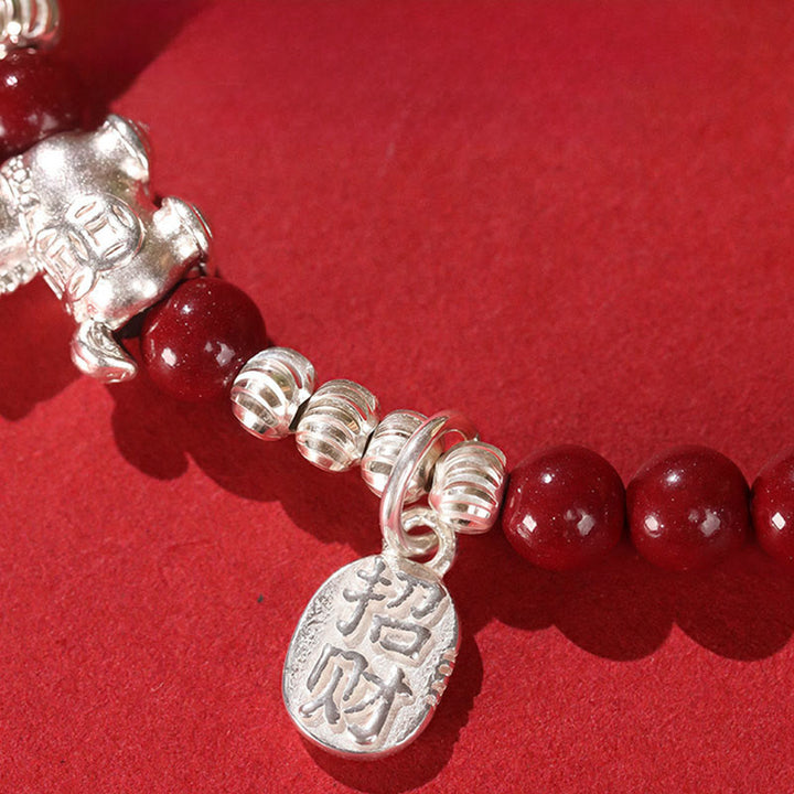 Bransoletka z Buddha Stones z roku konia, cynobrowym jadeitem hetian, 999 srebro próby 925, czerwony sznurek, koncentracja - image 11