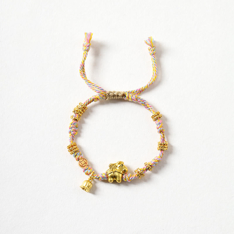 Bransoletka z Buddha Stones na Rok Konia i bogactwo w stylu tybetańskim - Złoty Koń (obwód nadgarstka 14-15 cm) - image 0