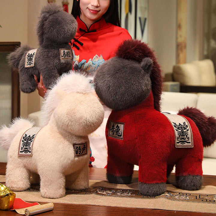 Buddha Stones Rok Konia Haftowany Czaprak Pluszowa Lalka Dekoracja Domu - image 12