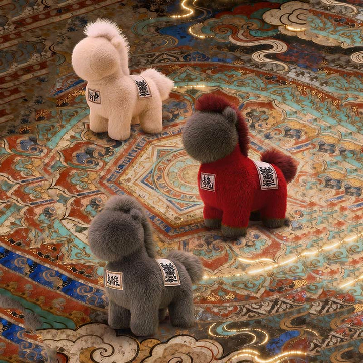 Buddha Stones Rok Konia Haftowany Czaprak Pluszowa Lalka Dekoracja Domu - image 15