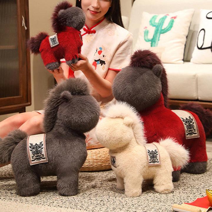 Buddha Stones Rok Konia Haftowany Czaprak Pluszowa Lalka Dekoracja Domu - image 13