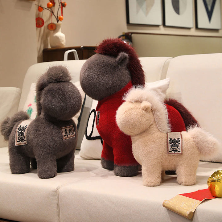 Buddha Stones Rok Konia Haftowany Czaprak Pluszowa Lalka Dekoracja Domu - image 11