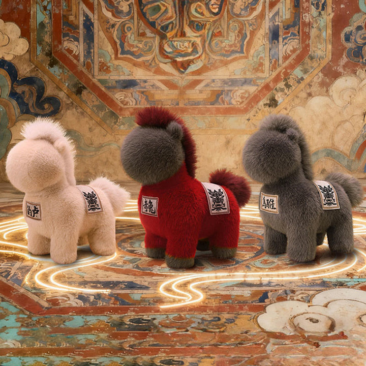 Buddha Stones Rok Konia Haftowany Czaprak Pluszowa Lalka Dekoracja Domu - image 14