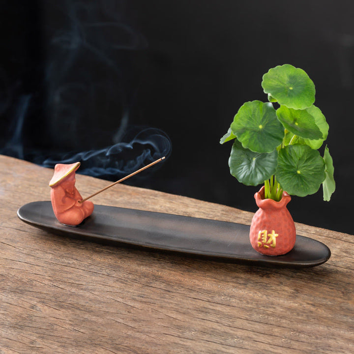 Kadzielnica do dekoracji domu PiXiu Wealth z Buddha Stones - Pomarańczowy Rybak (25,7*7,5*5,8 cm) - image 0