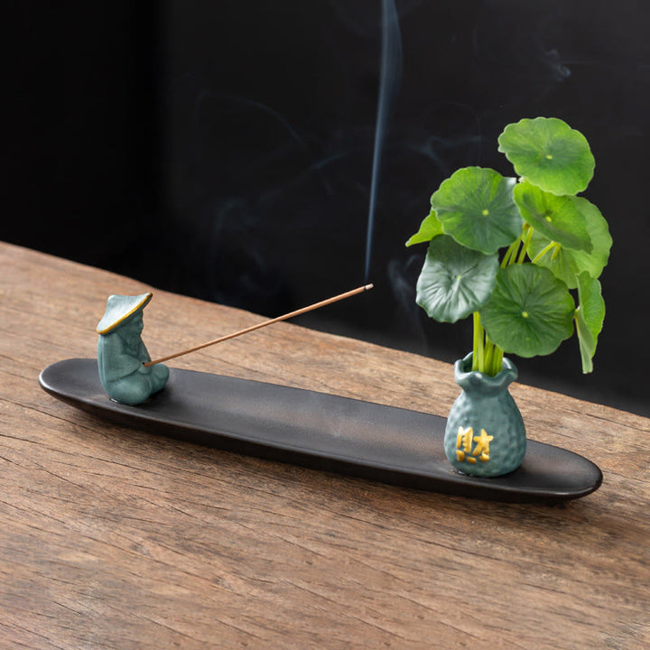 Kadzielnica do dekoracji domu PiXiu Wealth z Buddha Stones - Niebieski Rybak (25,7*7,5*5,8 cm) - image 1