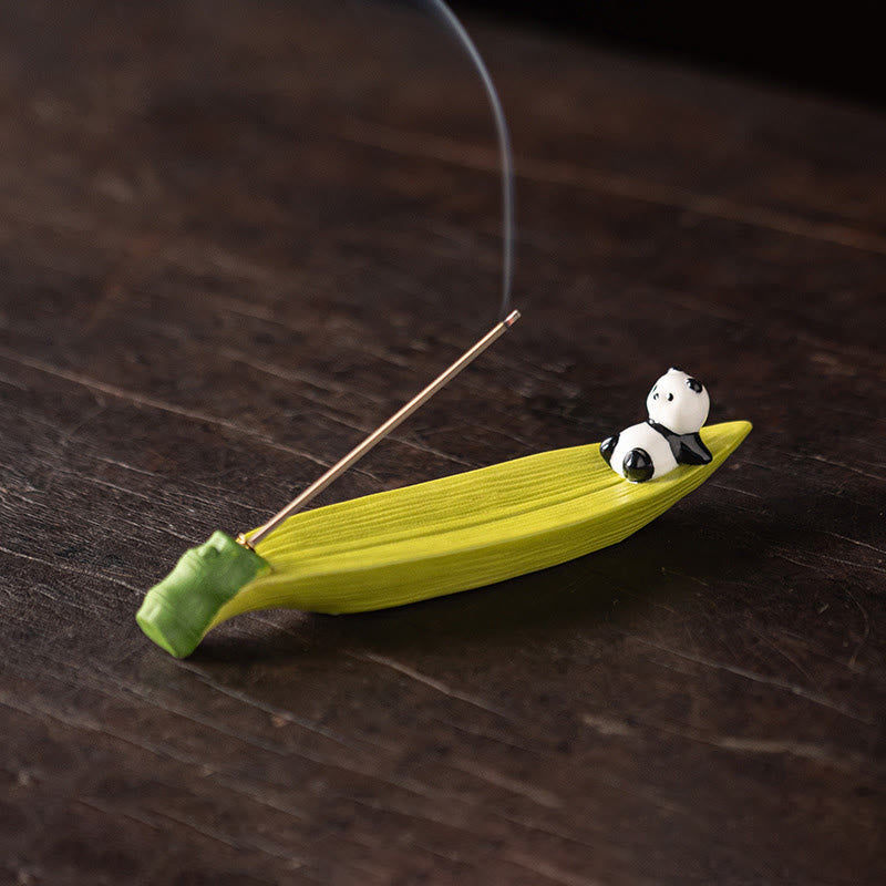 Kadzielnica do dekoracji domu z Buddha Stones Panda - Liść bambusa panda (15,4*3,7*2,8 cm) - image 2