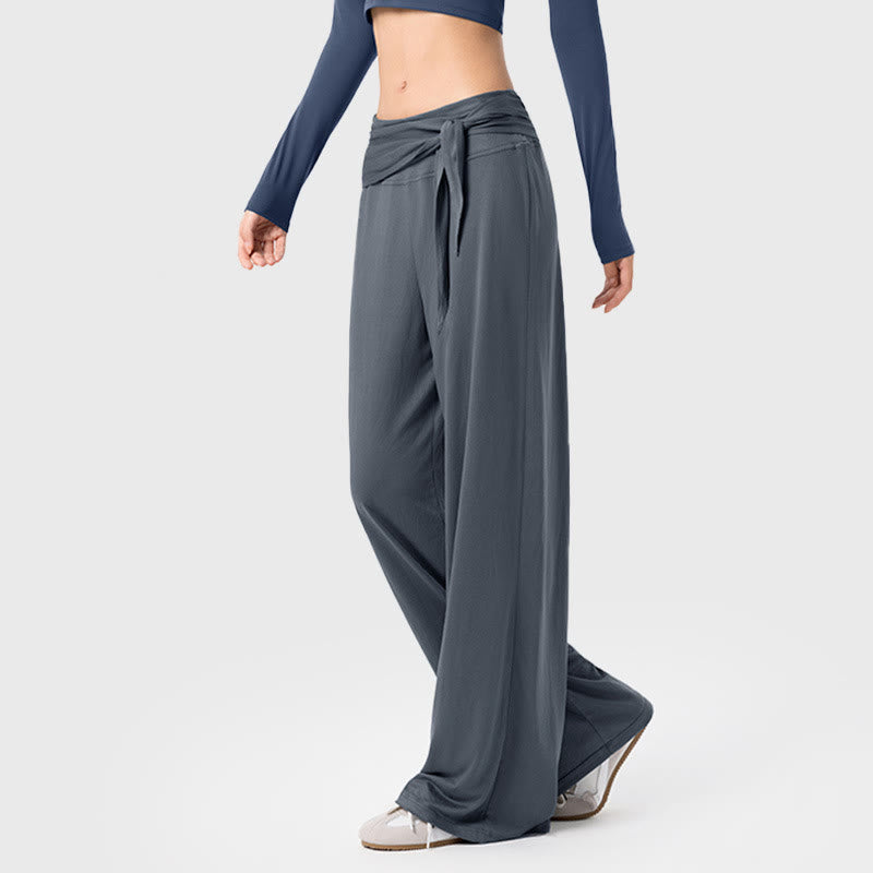 Spodnie sportowe damskie z szerokimi nogawkami, sznurowane, oddychające i z Buddha Stones - Szary - US12, UK/AU16, EU44 (XL) - image 2