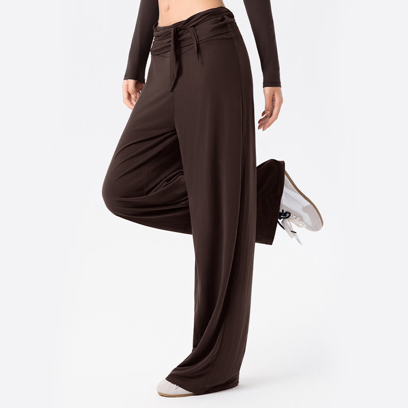 Spodnie sportowe damskie z szerokimi nogawkami, sznurowane, oddychające i z Buddha Stones - image 13