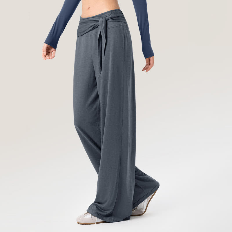 Spodnie sportowe damskie z szerokimi nogawkami, sznurowane, oddychające i z Buddha Stones - image 4