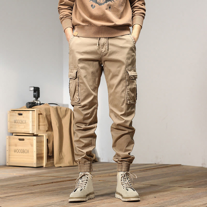 Letnie spodnie męskie z elastycznymi mankietami i kieszeniami z motywem Buddha Stones - Pszenica - US/UK/AU48， EU58 (6XL) - image 0