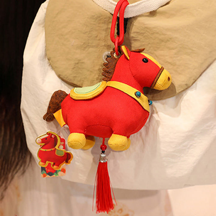 Buddha Stones Rok Konia Wielokolorowy Uroczy Konik Frędzel Lina Dobrobytu Wisząca Dekoracja - image 3