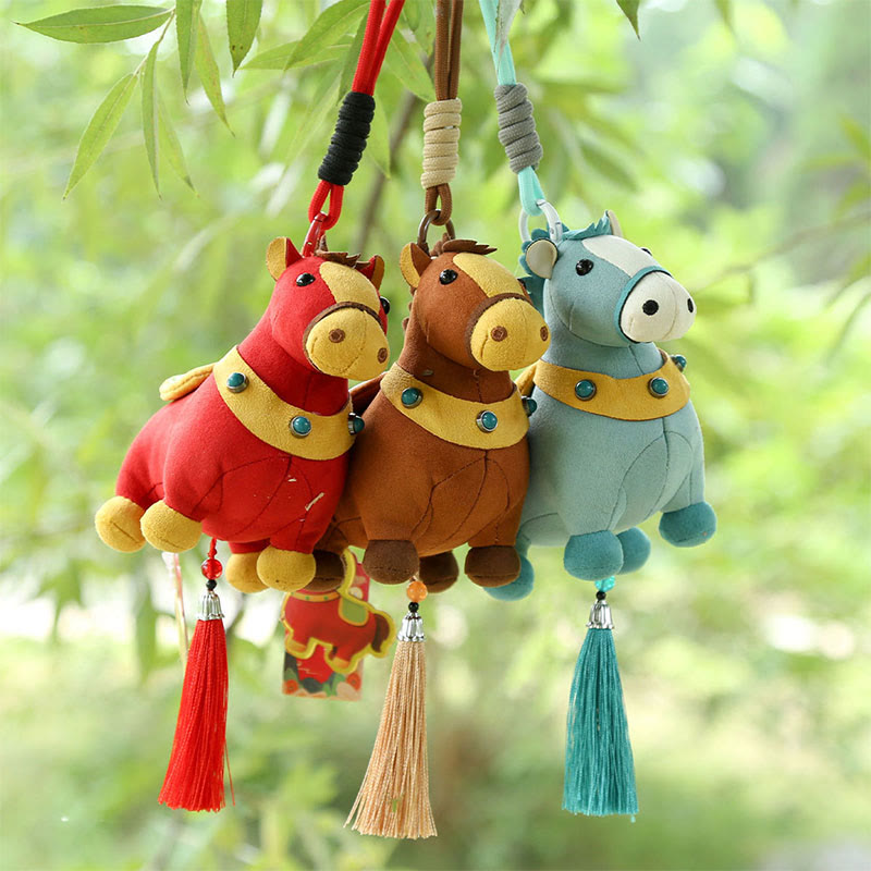 Buddha Stones Rok Konia Wielokolorowy Uroczy Konik Frędzel Lina Dobrobytu Wisząca Dekoracja - image 32