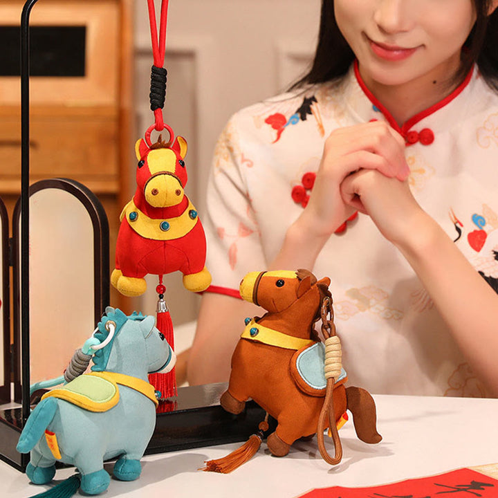 Buddha Stones Rok Konia Wielokolorowy Uroczy Konik Frędzel Lina Dobrobytu Wisząca Dekoracja - image 29