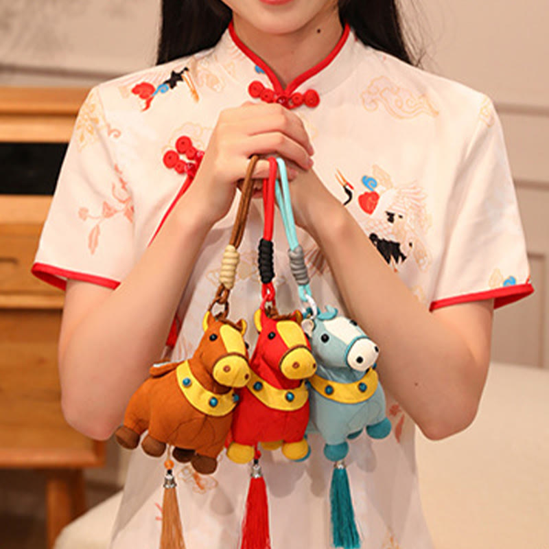 Buddha Stones Rok Konia Wielokolorowy Uroczy Konik Frędzel Lina Dobrobytu Wisząca Dekoracja - image 27