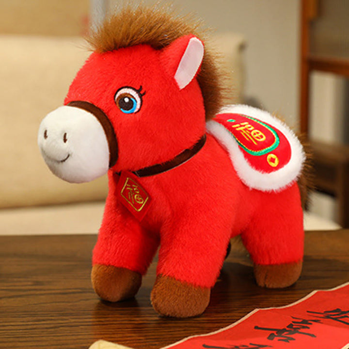 Buddha Stones Rok Konia Fu Pluszowa Lalka Konik Dobrobyt Fortuna Dekoracja Domu - Koń postaci Fu - 32 cm (mierzone od ucha do stopy) - image 1