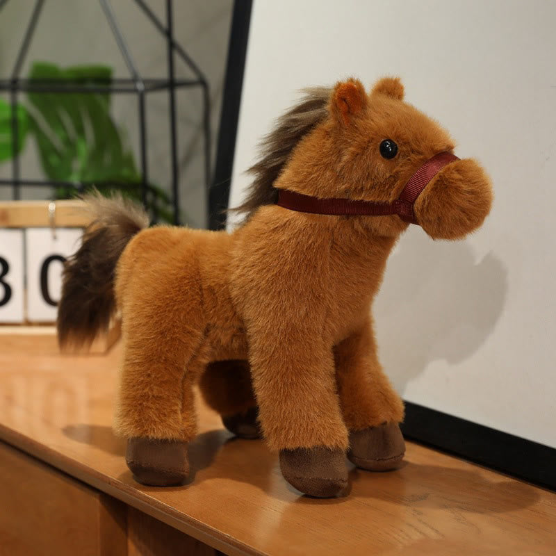 Buddha Stones Rok konia, słodka, jednokolorowa pluszowa lalka kucyk, dekoracja domu Prosperity - Czekolada - 23 cm (mierzone od ucha do stopy) - image 1