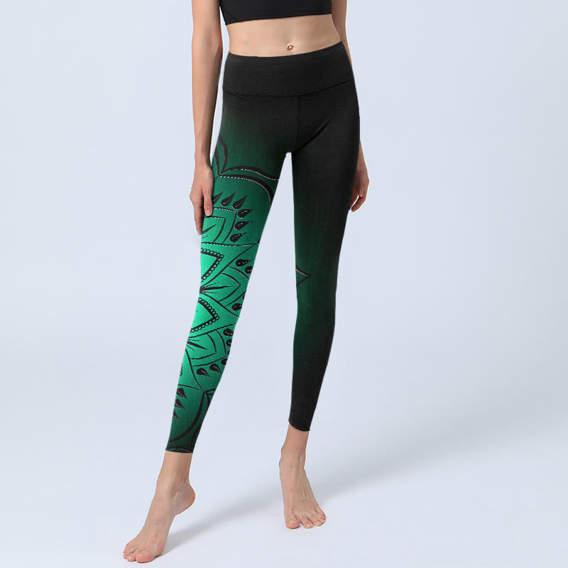 Legginsy do jogi damskie z motywem ciemnych mandali i Buddha Stones - image 5