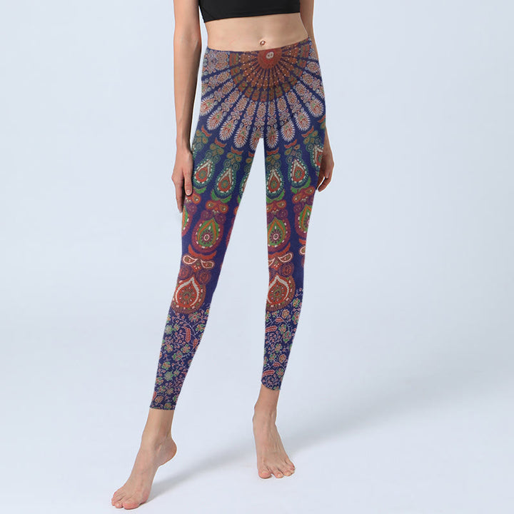 Legginsy do jogi damskie z motywem paisley i Buddha Stones - image 5
