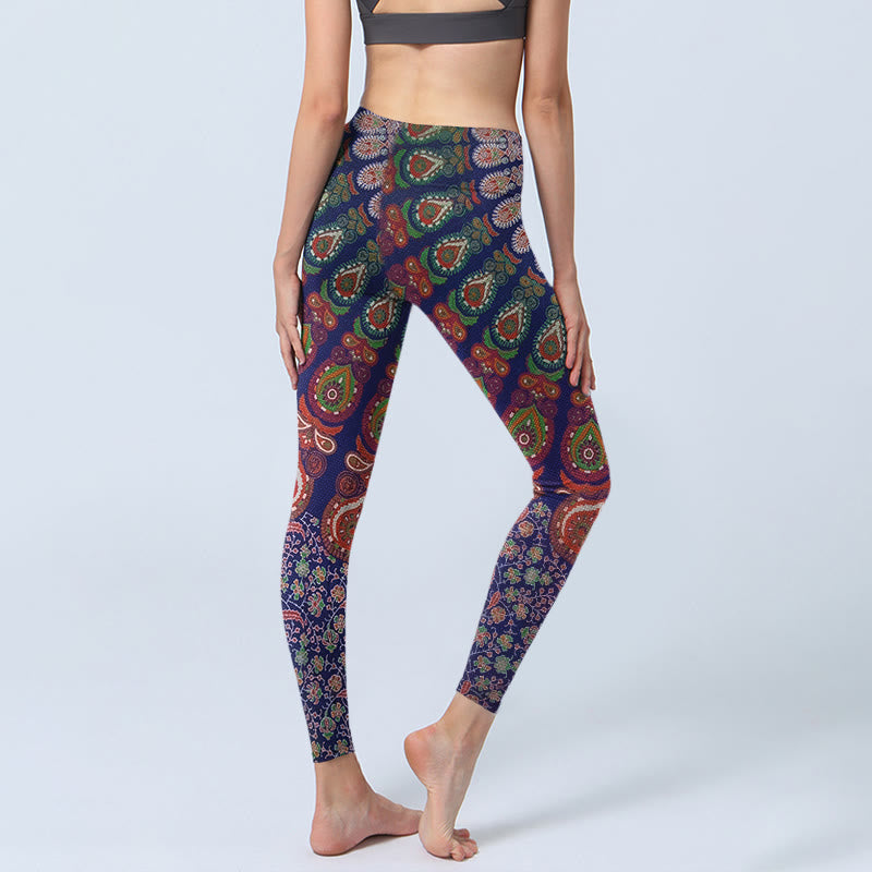 Legginsy do jogi damskie z motywem paisley i Buddha Stones - image 4