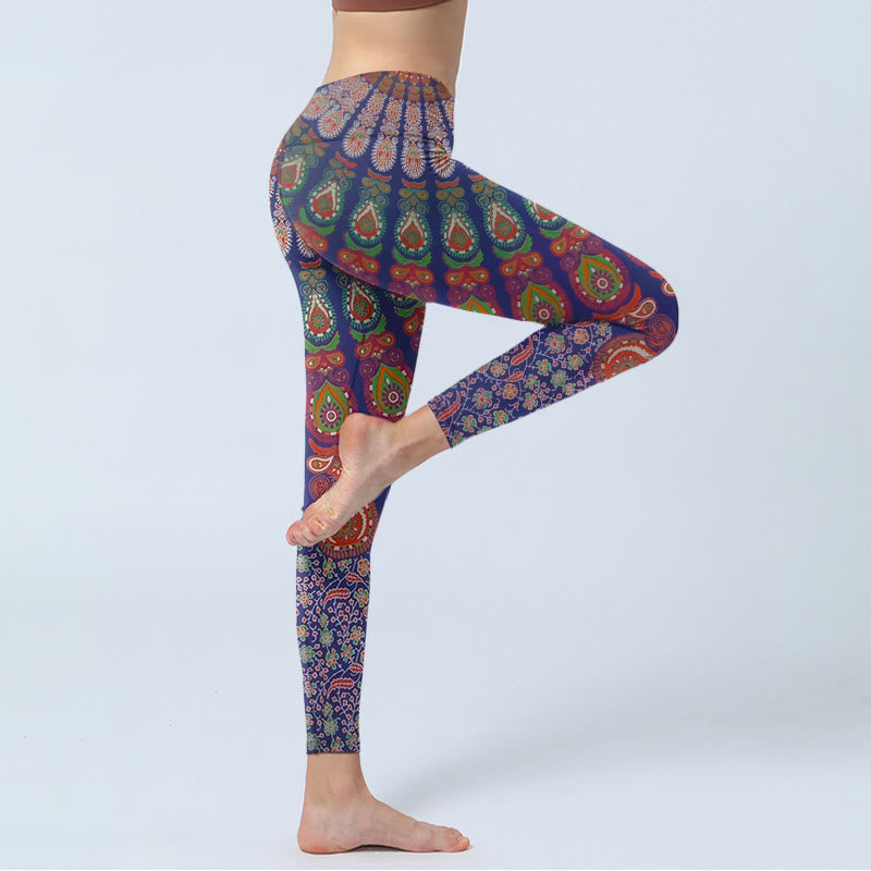 Legginsy do jogi damskie z motywem paisley i Buddha Stones - image 3