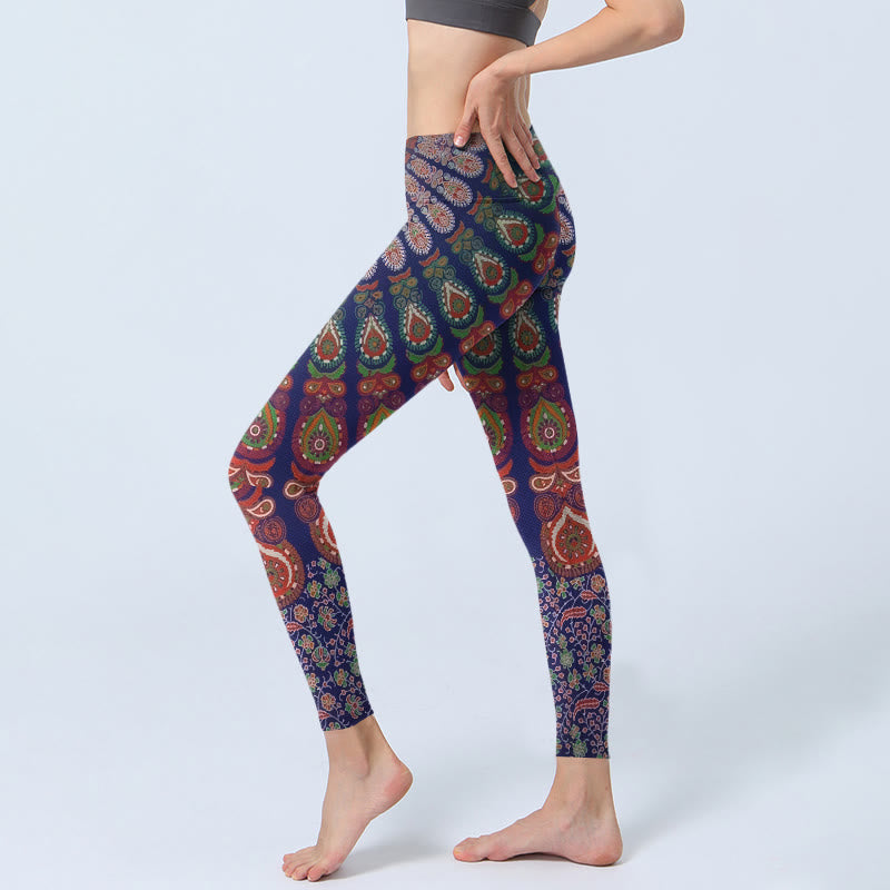 Legginsy do jogi damskie z motywem paisley i Buddha Stones - image 2