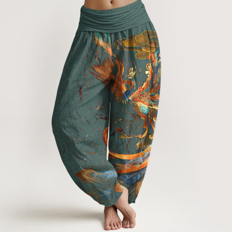 Buddha Stones, czysta bawełna, piękne, latające chmury, damskie spodnie haremowe z elastyczną talią - CadetBlue - US16, UK/AU20, EU48 (3XL) - image 5