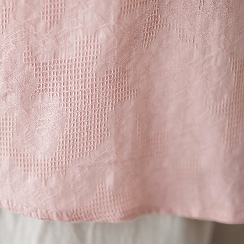 Koszula damska z długim rękawem i bawełny z klapami, haftowana, z motywem kwiatowym i Buddha Stones - image 21