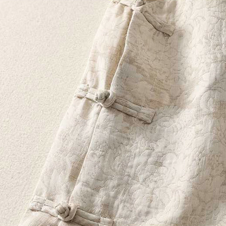 Koszula damska z długim rękawem z bawełny i lnu Buddha Stones z teksturowanym wzorem i żabą - image 4