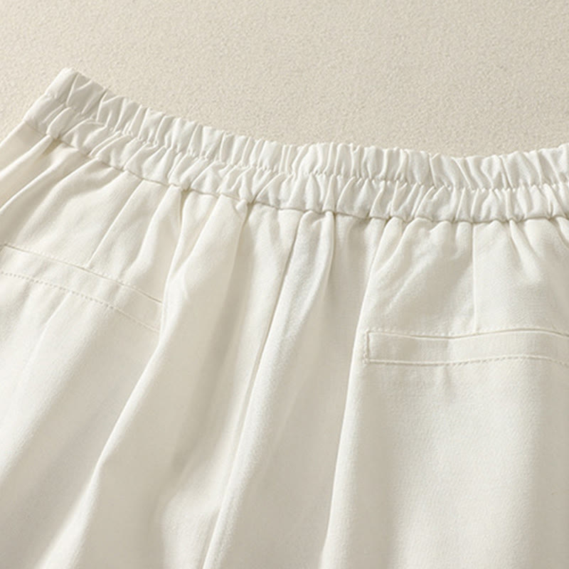 Damskie spodnie z szerokimi nogawkami z bawełny z haftem i elastycznym pasem w kształcie Buddha Stones, zapinane na zamek błyskawiczny i z kieszeniami - image 6