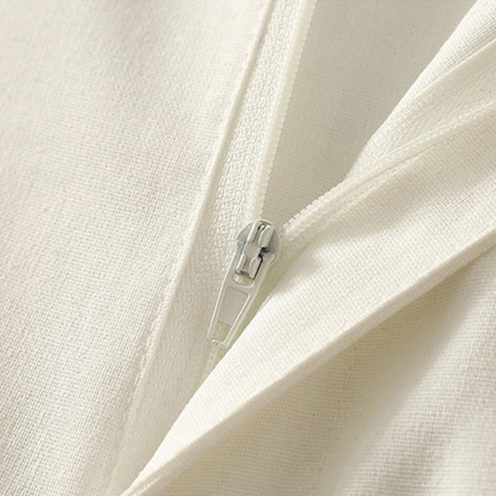 Damskie spodnie z szerokimi nogawkami z bawełny z haftem i elastycznym pasem w kształcie Buddha Stones, zapinane na zamek błyskawiczny i z kieszeniami - image 7