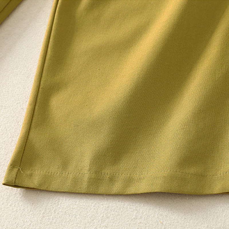 Damskie spodnie z szerokimi nogawkami z bawełny z haftem i elastycznym pasem w kształcie Buddha Stones, zapinane na zamek błyskawiczny i z kieszeniami - image 15