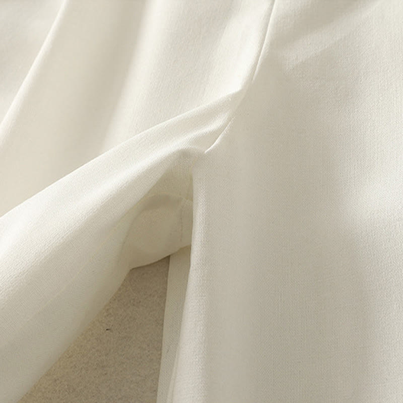 Damskie spodnie z szerokimi nogawkami z bawełny z haftem i elastycznym pasem w kształcie Buddha Stones, zapinane na zamek błyskawiczny i z kieszeniami - image 8