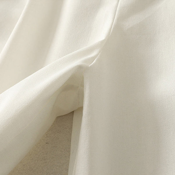 Damskie spodnie z szerokimi nogawkami z bawełny z haftem i elastycznym pasem w kształcie Buddha Stones, zapinane na zamek błyskawiczny i z kieszeniami - image 8