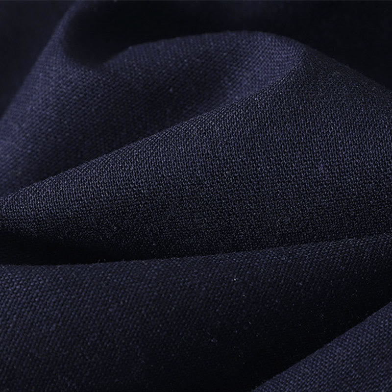 Damskie spodnie z szerokimi nogawkami z bawełny z haftem i elastycznym pasem w kształcie Buddha Stones, zapinane na zamek błyskawiczny i z kieszeniami - image 19