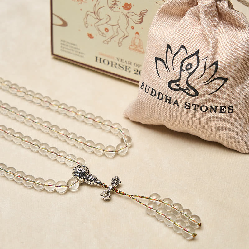 Buddha Stones Wadżra Charm Liuli 108 Koralików Duchowa Moc Siła Mala - image 6