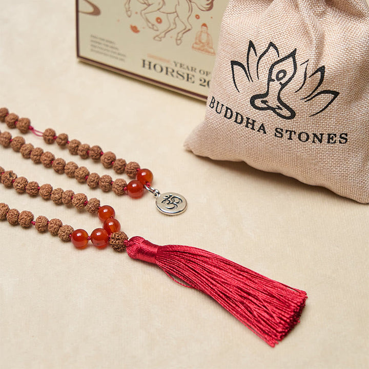 Buddha Stones Tybetańskie 108 Koralików Nasiona Bodhi Symbol Om Charm Tassel Bogactwo Pomyślność Mala - image 5