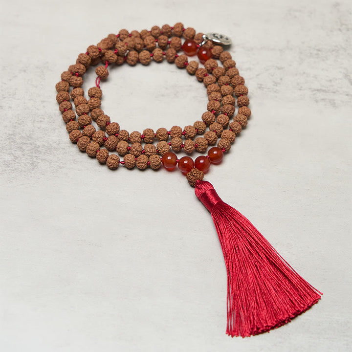 Buddha Stones Tybetańskie 108 Koralików Nasiona Bodhi Symbol Om Charm Tassel Bogactwo Pomyślność Mala - Nasiono Bodhi - image 0