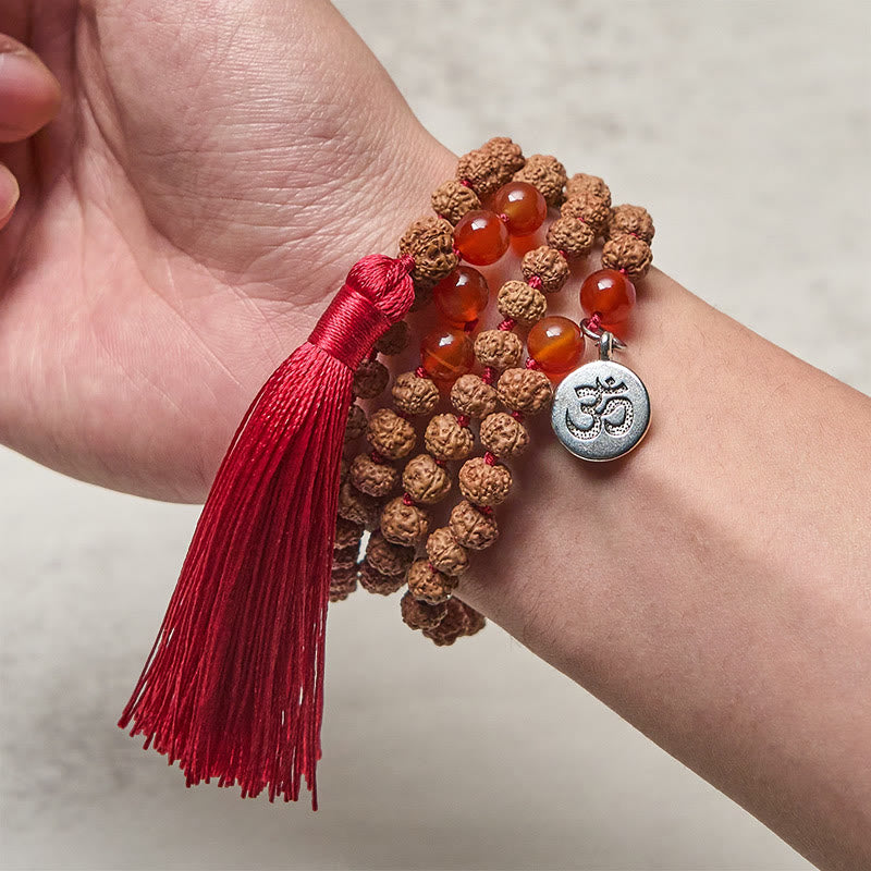 Buddha Stones Tybetańskie 108 Koralików Nasiona Bodhi Symbol Om Charm Tassel Bogactwo Pomyślność Mala - image 3