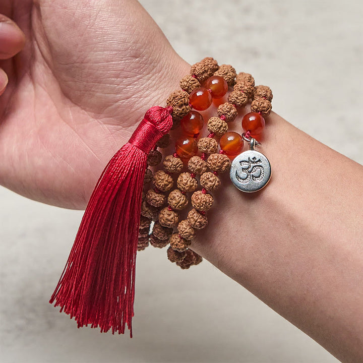 Buddha Stones Tybetańskie 108 Koralików Nasiona Bodhi Symbol Om Charm Tassel Bogactwo Pomyślność Mala - image 3