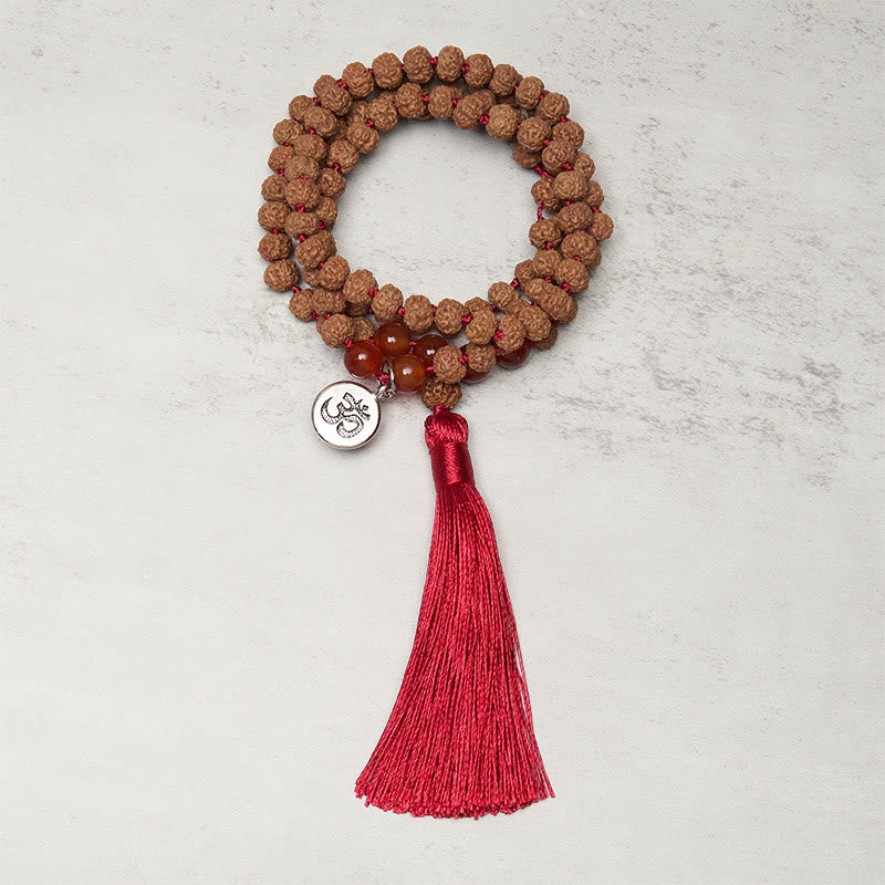 Buddha Stones Tybetańskie 108 Koralików Nasiona Bodhi Symbol Om Charm Tassel Bogactwo Pomyślność Mala - image 1