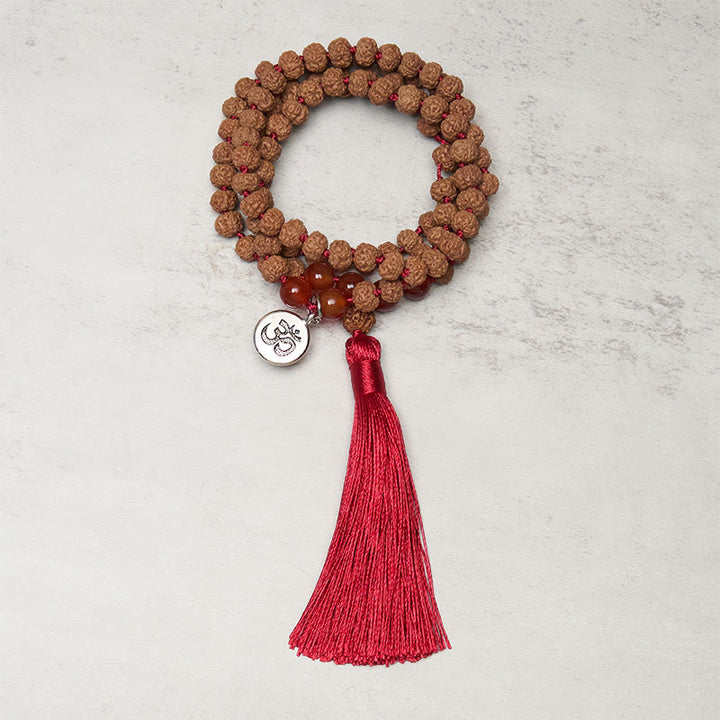 Buddha Stones Tybetańskie 108 Koralików Nasiona Bodhi Symbol Om Charm Tassel Bogactwo Pomyślność Mala - image 1