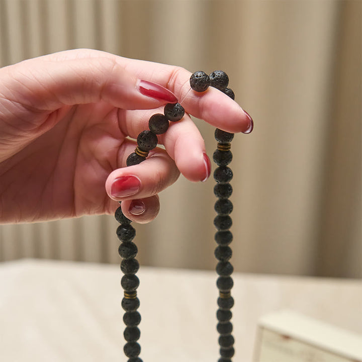Buddha Stones, symbol lotosu w stylu retro, zawieszka z koralików z lawy wulkanicznej, uzdrawiająca mala nowego początku - image 4
