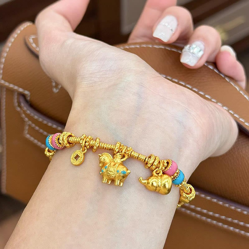 Buddha Stones Rok Konia Tykwa Miedziana Moneta Bransoletka Miedziana Równowaga - image 3