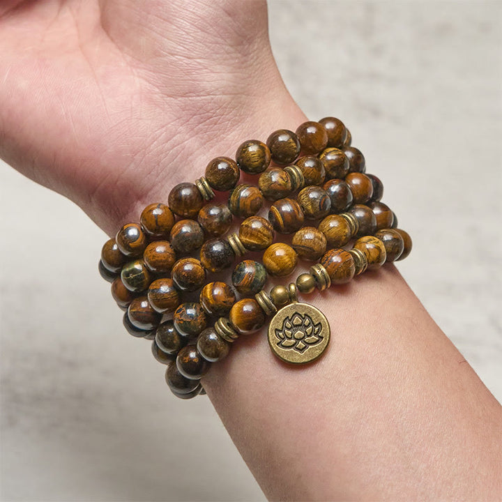 Buddha Stones, Symbol Lotosu, Tygrysie Oko, Koralikowa Mala Siły - image 3