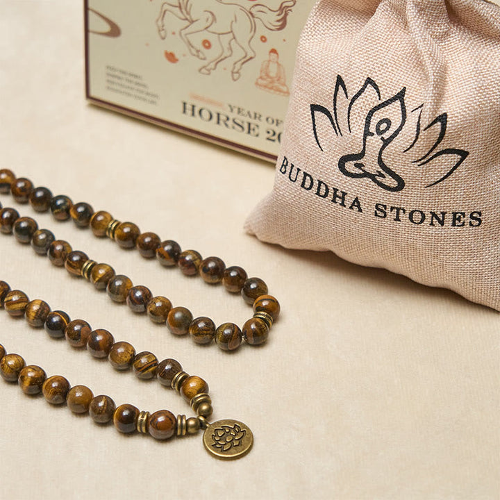 Buddha Stones, Symbol Lotosu, Tygrysie Oko, Koralikowa Mala Siły - image 5