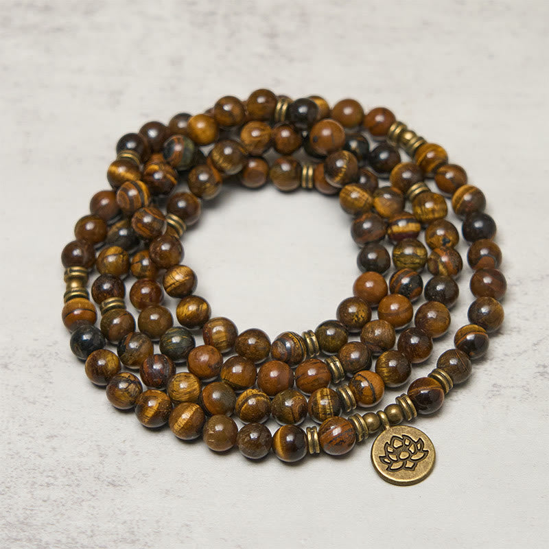 Buddha Stones, Symbol Lotosu, Tygrysie Oko, Koralikowa Mala Siły - image 1